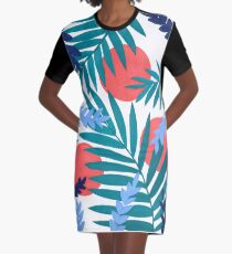 Tropischer Palmendruck T-Shirt Kleid