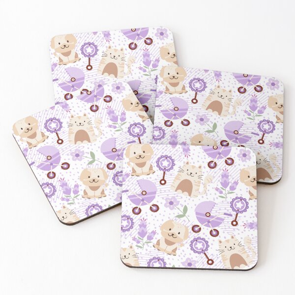 Item preview, Baby Puppy and Kitty with baby accessories (light-purple) designed and sold by Dorina Larsdotter.