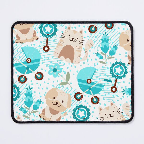 Item preview, Baby Puppy and Kitty with baby accessories (light-turquoise) designed and sold by Dorina Larsdotter.