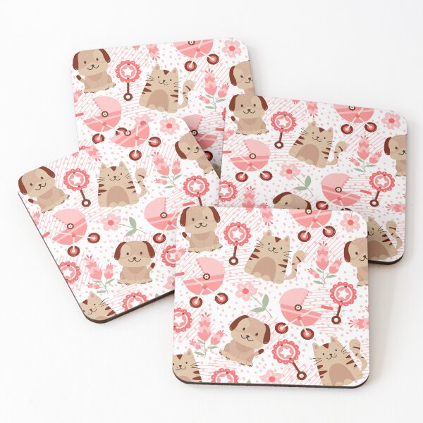 Item preview, Baby Puppy and Kitty with baby accessories (dark-red) designed and sold by Dorina Larsdotter.