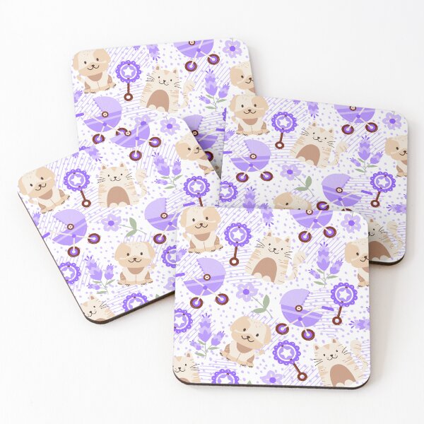 Item preview, Baby Puppy and Kitty with baby accessories (light-purple) designed and sold by Dorina Larsdotter.