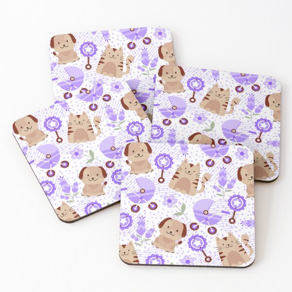 Item preview, Baby Puppy and Kitty with baby accessories (dark-purple) designed and sold by Dorina Larsdotter.