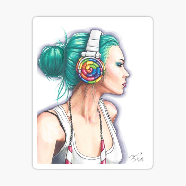 Candy Rocker Headphone Girl Sticker