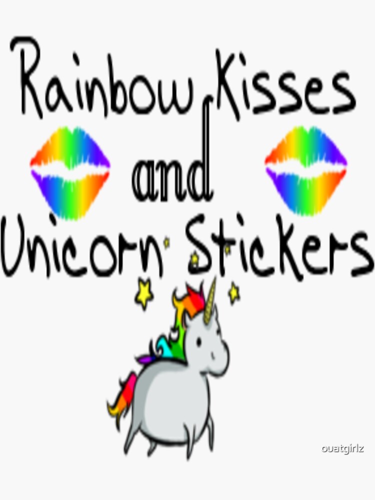 "Rainbow Kisses & Unicorn Stickers EQ/Regina" Sticker for Sale by