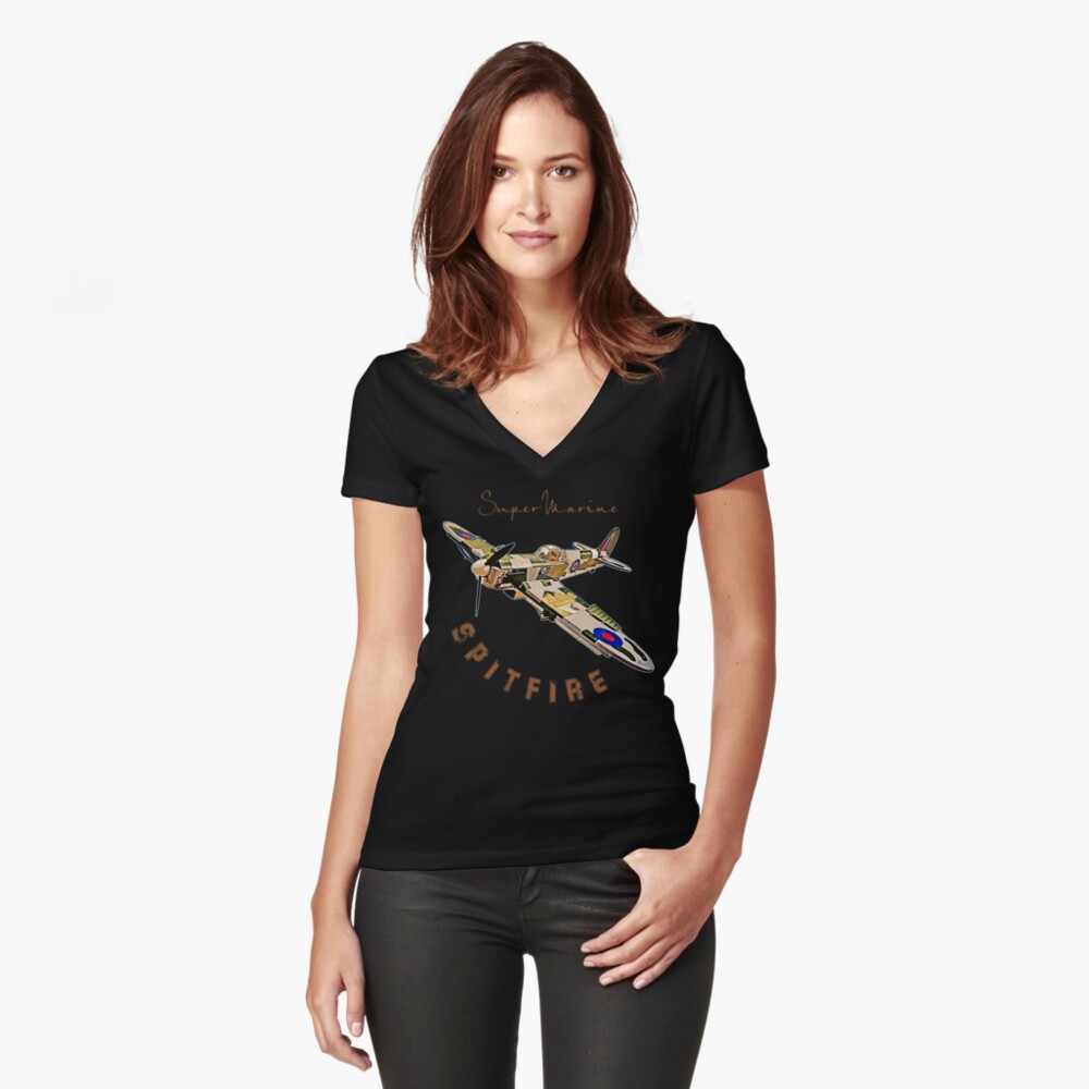 Vista previa del artículo con la obra «Camiseta entallada de cuello en V», diseñado y vendido por Aerolovers.