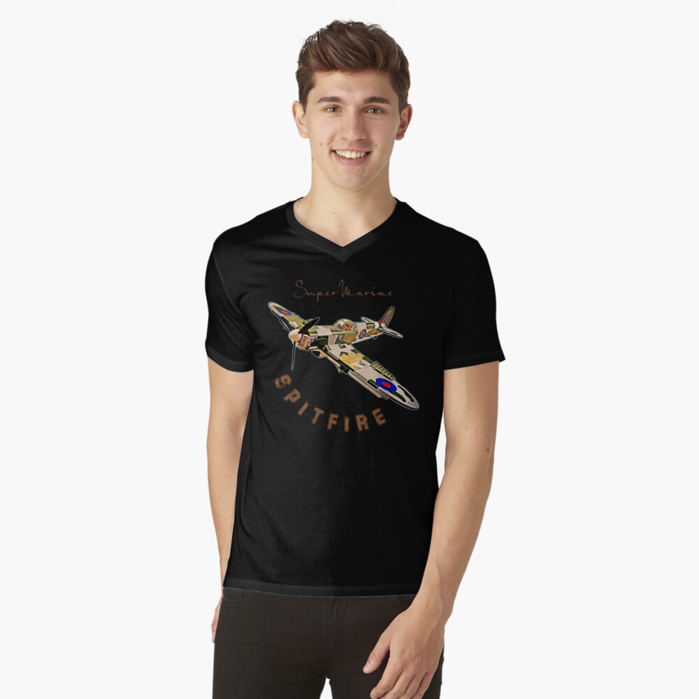 Vista previa del artículo con la obra «Camiseta de cuello en V», diseñado y vendido por Aerolovers.