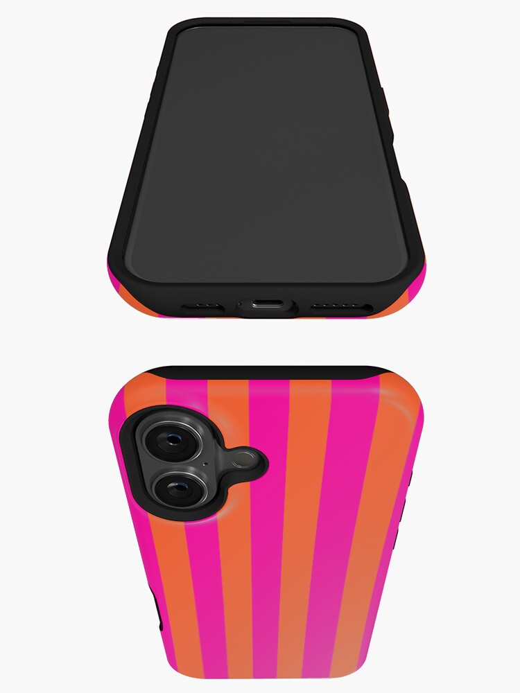 Thumbnail 3 of 4, iPhone Case, Hot Fuchsia Pink and Burnt Orange Stripes designed and sold by OneThreeSix.