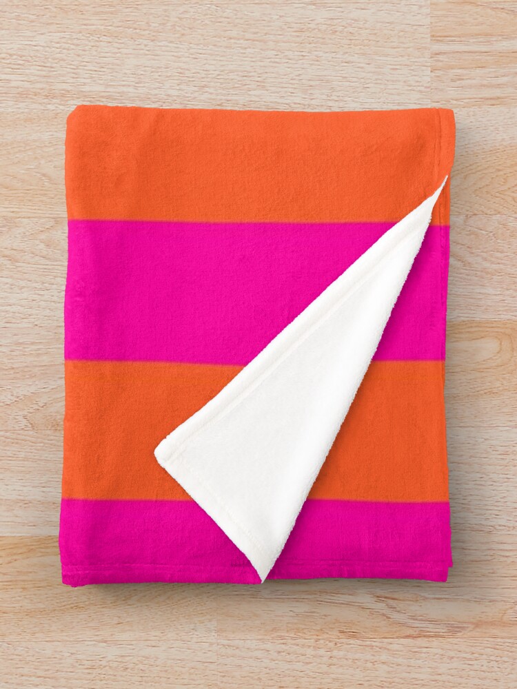 Hot Fuchsia Pink and Burnt Orange Stripes Throw Blanket