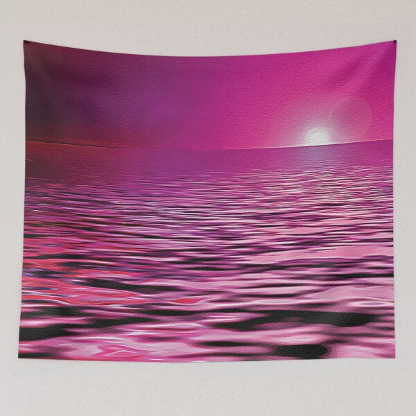 Item preview, Deep Pink Beach Sunset - Oil Painting designed and sold by Unaiza Khalid.