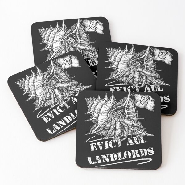 Item preview, Evict all landlords political hermit crab illustration designed and sold by RedFinchDesigns.