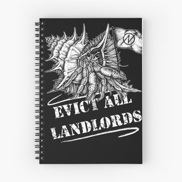 Item preview, Evict all landlords political hermit crab illustration designed and sold by RedFinchDesigns.