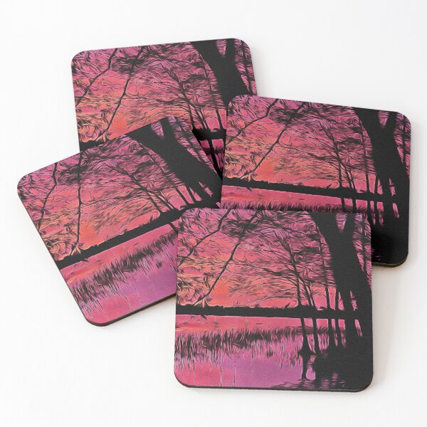 Item preview, Trees by the Lake - Oil Painting designed and sold by Unaiza Khalid.