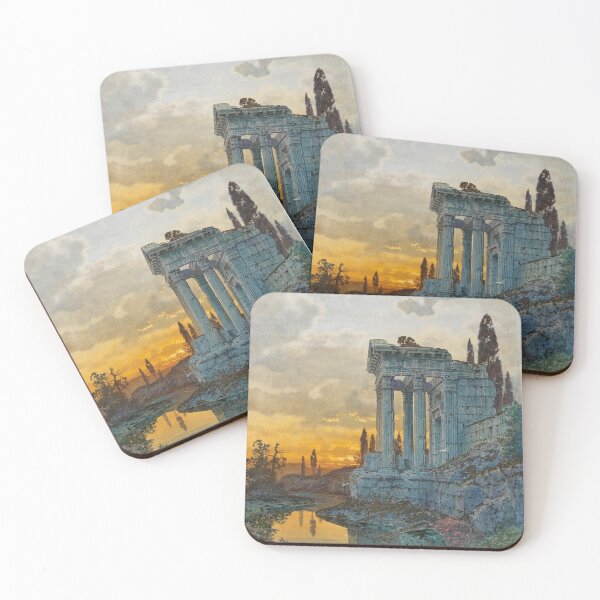 Item preview, Ferdinand Knab Landscape with Ancient Roman Temple Ruins designed and sold by Vintage Designs +.