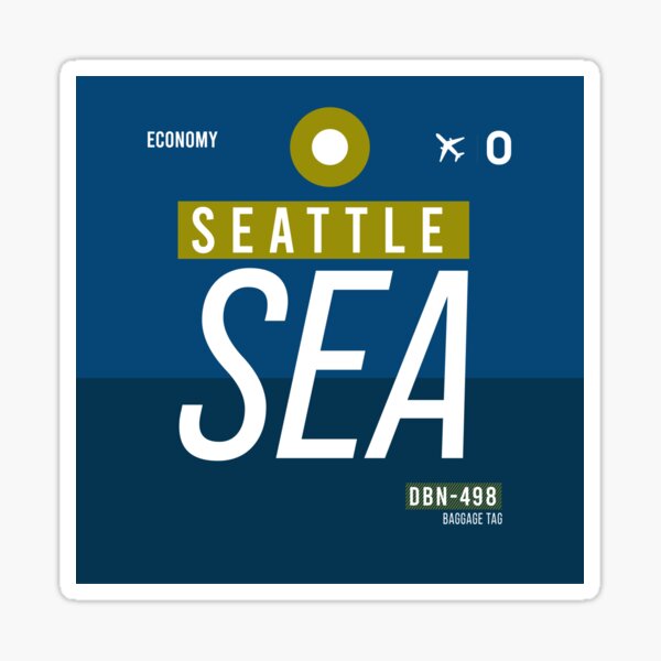 Item preview, Seattle SEA - Luggage Tag Airport Seattle Throw Pillow designed and sold by Cockpitstore.