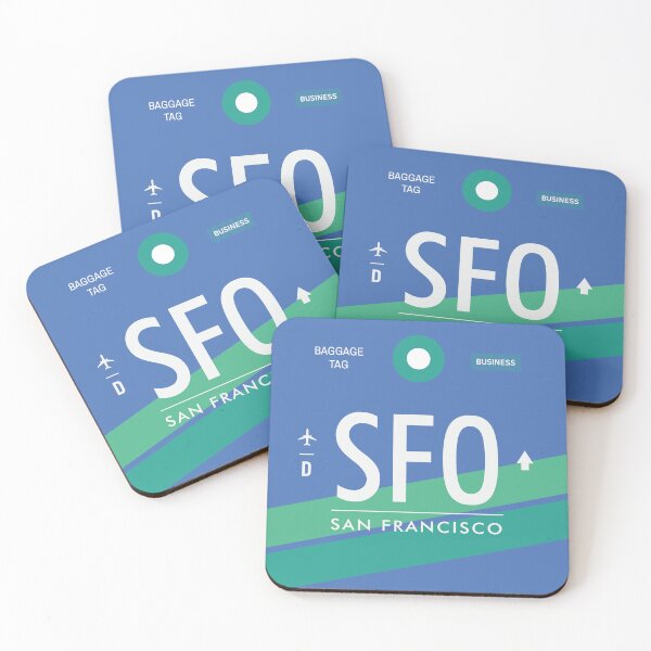 Item preview, San Francisco SFO - Luggage Tag Airport San Francisco Throw Pillow designed and sold by Cockpitstore.