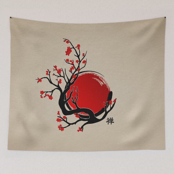 Item preview, Zen Enso Circle, Sun and Red Sakura Blossom designed and sold by k9printart.