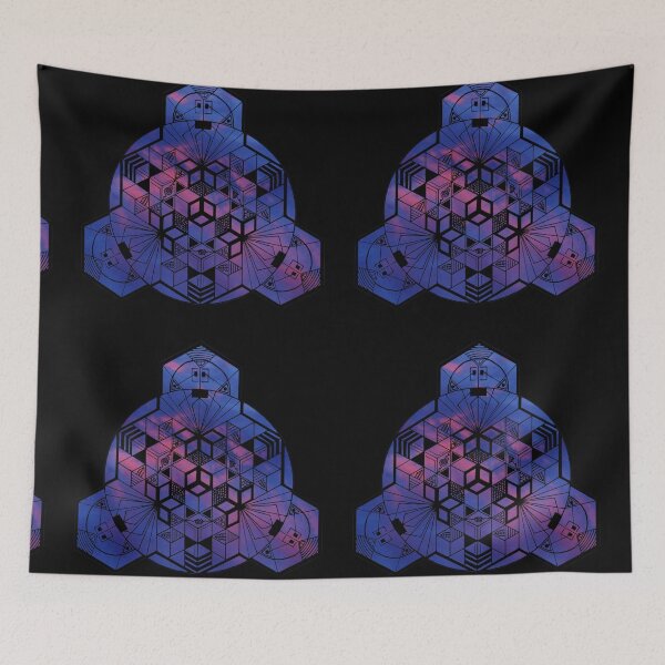Item preview, Dark Red Blue Sky 180° Cube Mandala designed and sold by createVisions.