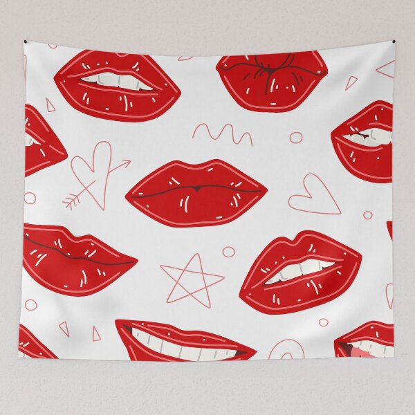 Item preview, Pattern With Female Lips Biting Lips With Red Lipstick Makeup designed and sold by NOorYES.
