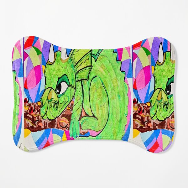 Funny little green man. Dragon, my drawing Dog Mat
