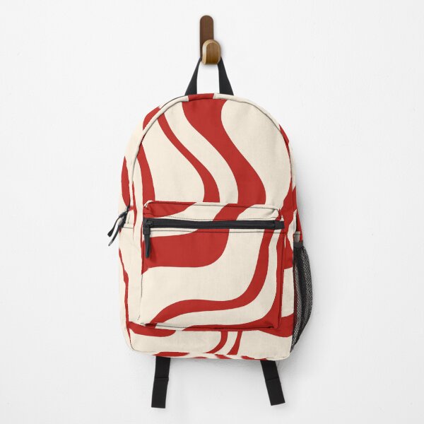 Item preview, Retro Liquid Swirl Abstract Pattern in Red and Almond Cream designed and sold by kierkegaard.