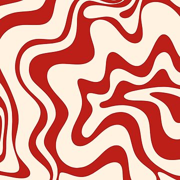 Artwork thumbnail, Retro Liquid Swirl Abstract Pattern in Red and Almond Cream by kierkegaard