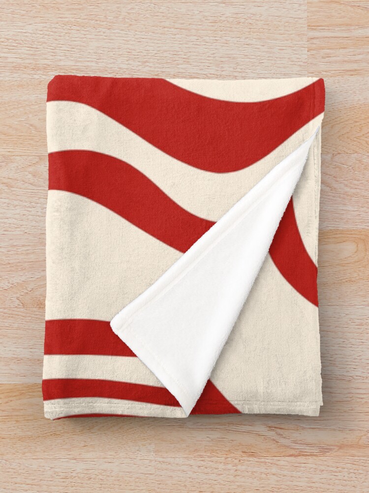 Thumbnail 3 of 6, Throw Blanket, Retro Liquid Swirl Abstract Pattern in Red and Almond Cream designed and sold by kierkegaard.