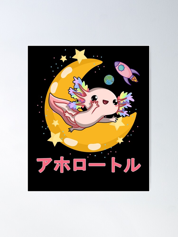 Pastel Goth Axolotl Kawaii Japanese Anime Aesthetic Poster for