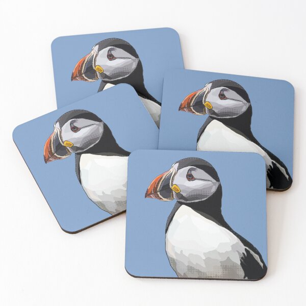 Item preview, Puffin by BeeFoxTree blue background designed and sold by BeeFoxTree.