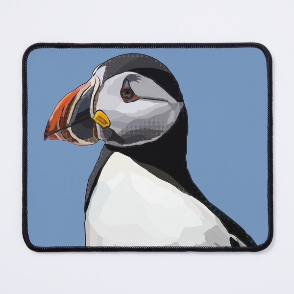 Item preview, Puffin by BeeFoxTree blue background designed and sold by BeeFoxTree.