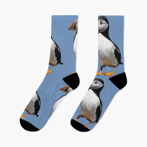 Item preview, Puffin by BeeFoxTree blue background designed and sold by BeeFoxTree.