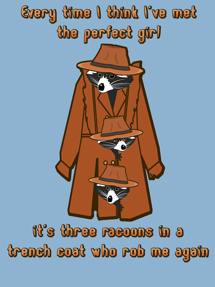 Perfect girl always three racoons in a trench coat