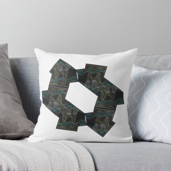 Waves collage ring 2 Throw Pillow