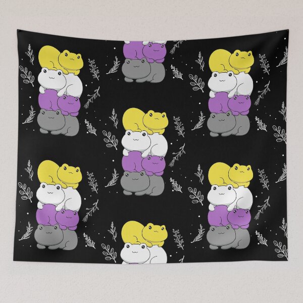 Item preview, Cottagecore Aesthetic Kawaii Frog Pile Nonbinary Pride Flag Gift  designed and sold by ErinSmith89917.
