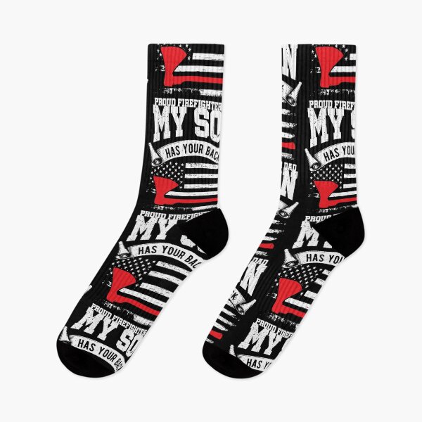 Item preview, My Son Has Your Back Proud Firefighter Dad Thin Red Line designed and sold by haselshirt.