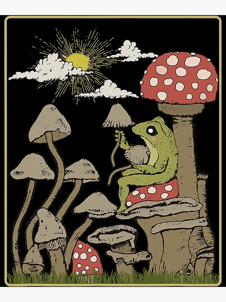 Goblincore Aesthetic Cottagecore Cute Frog On Mushroom Poster For Sale By Culturedkilt262