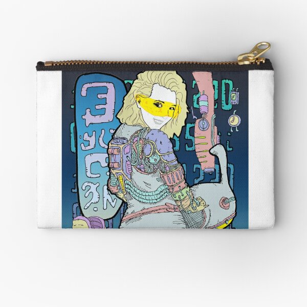 Ossleuss cubed space babe w/ background Zipper Pouch