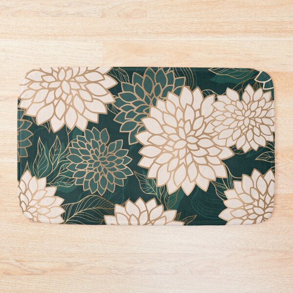 Artikelvorschau, Floral Aesthetic in Dark Teal Green, Ivory and Gold entworfen und verkauft von meggydesigns.