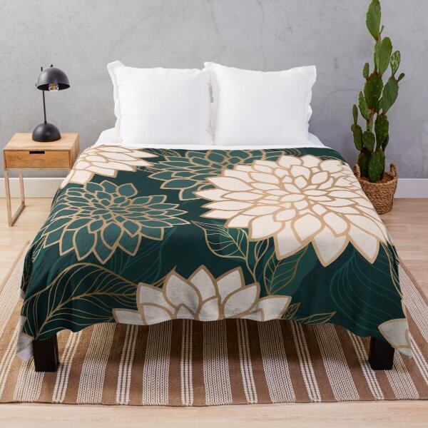 Artikelvorschau, Floral Aesthetic in Dark Teal Green, Ivory and Gold entworfen und verkauft von meggydesigns.