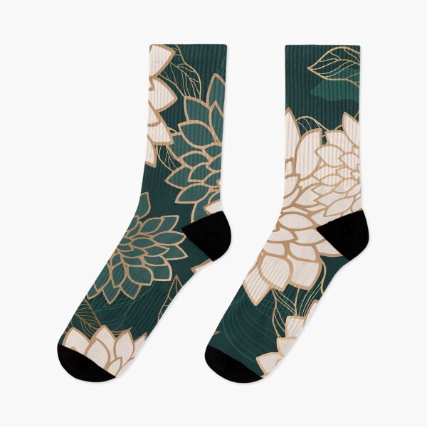 Artikelvorschau, Floral Aesthetic in Dark Teal Green, Ivory and Gold entworfen und verkauft von meggydesigns.