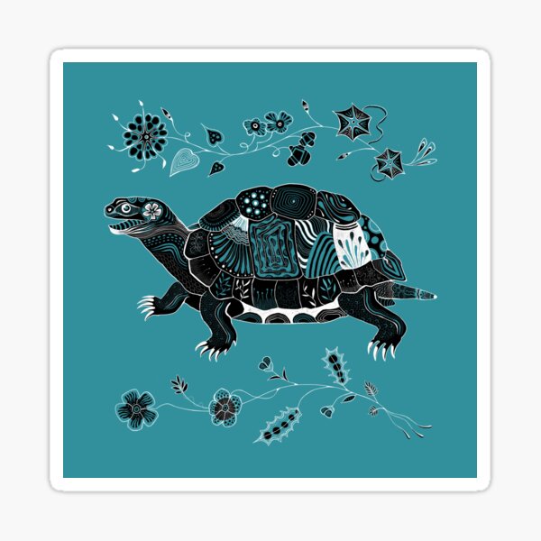 Schildkröte mit Blumen Sticker