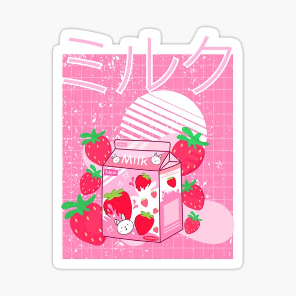 Kawaii Anime Axolotl Pastel Goth Strawberry Milk Sticker  Spreadshirt