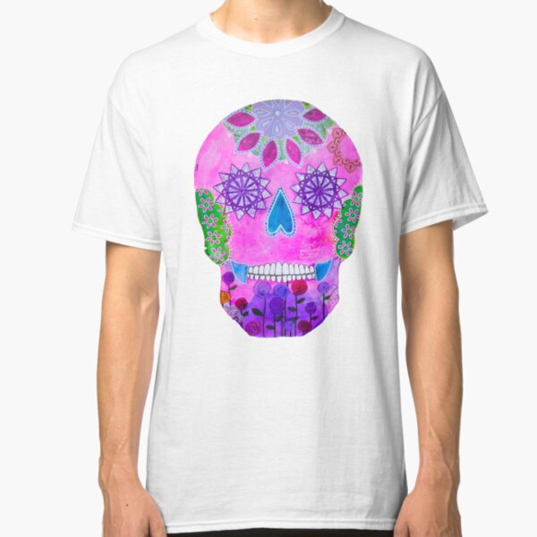 Colorful Pink Sugar Skull Classic T-Shirt
