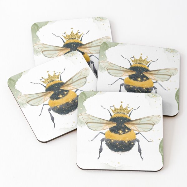 Item preview, Queen Bee Green Watercolour | Gold Crown Glitter:  designed and sold by LifeAndWonder.