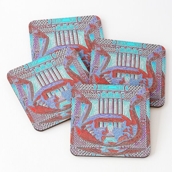 Item preview, TRADITIONAL MEDIEVAL TRIBAL MASK PAINTING WITH PATTERN AND HARP. designed and sold by Ralek.