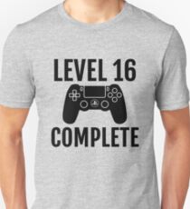Level 16 Schließen Sie den 16. Geburtstag für ein Videospiel, Gamer Unisex T-Shirt