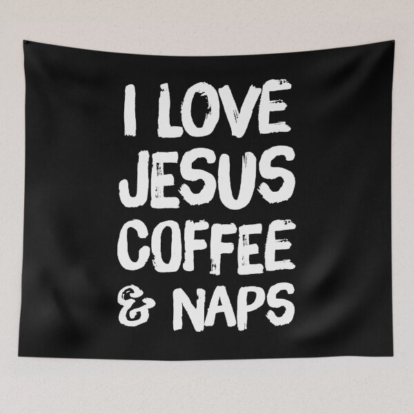 Item preview, I love jesus coffee and naps - christian saying designed and sold by Captain Mood.