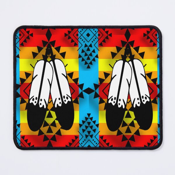Item preview, Sky Blue / Fire Color / Black Double Feather Native Print designed and sold by JMWCD.