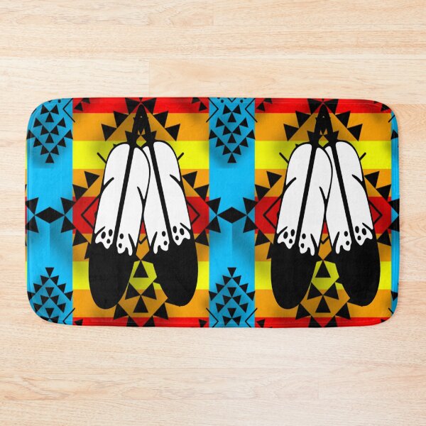 Item preview, Sky Blue / Fire Color / Black Double Feather Native Print designed and sold by JMWCD.