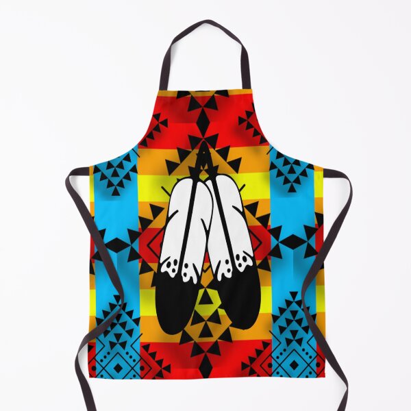 Item preview, Sky Blue / Fire Color / Black Double Feather Native Print designed and sold by JMWCD.