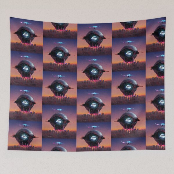 Item preview, Synthwave Mecha EyeBall on a futuristic city #2   designed and sold by Hubert Dungen.